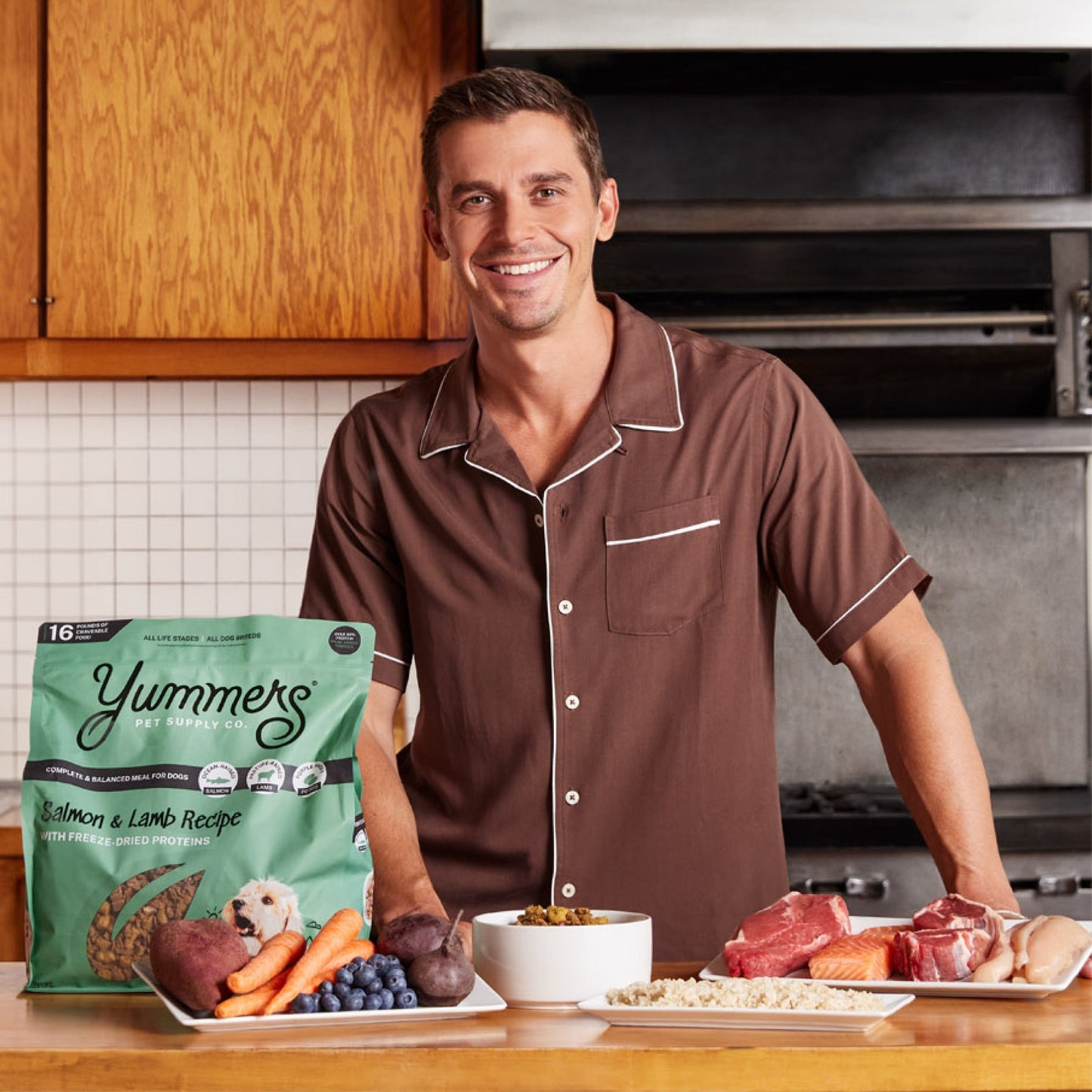 Antoni in kitchen with food