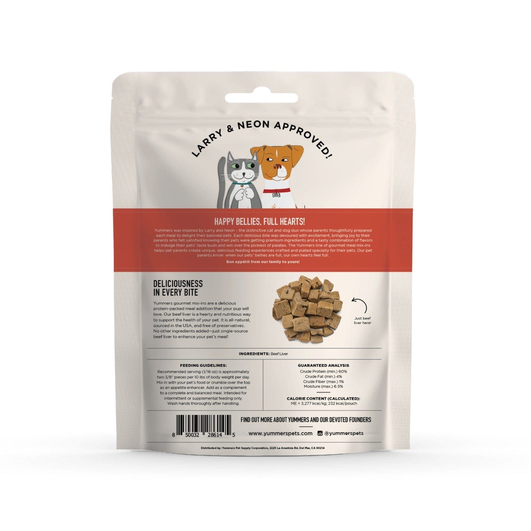 Yummers Freeze-dried Beef Liver for Dogs back of package