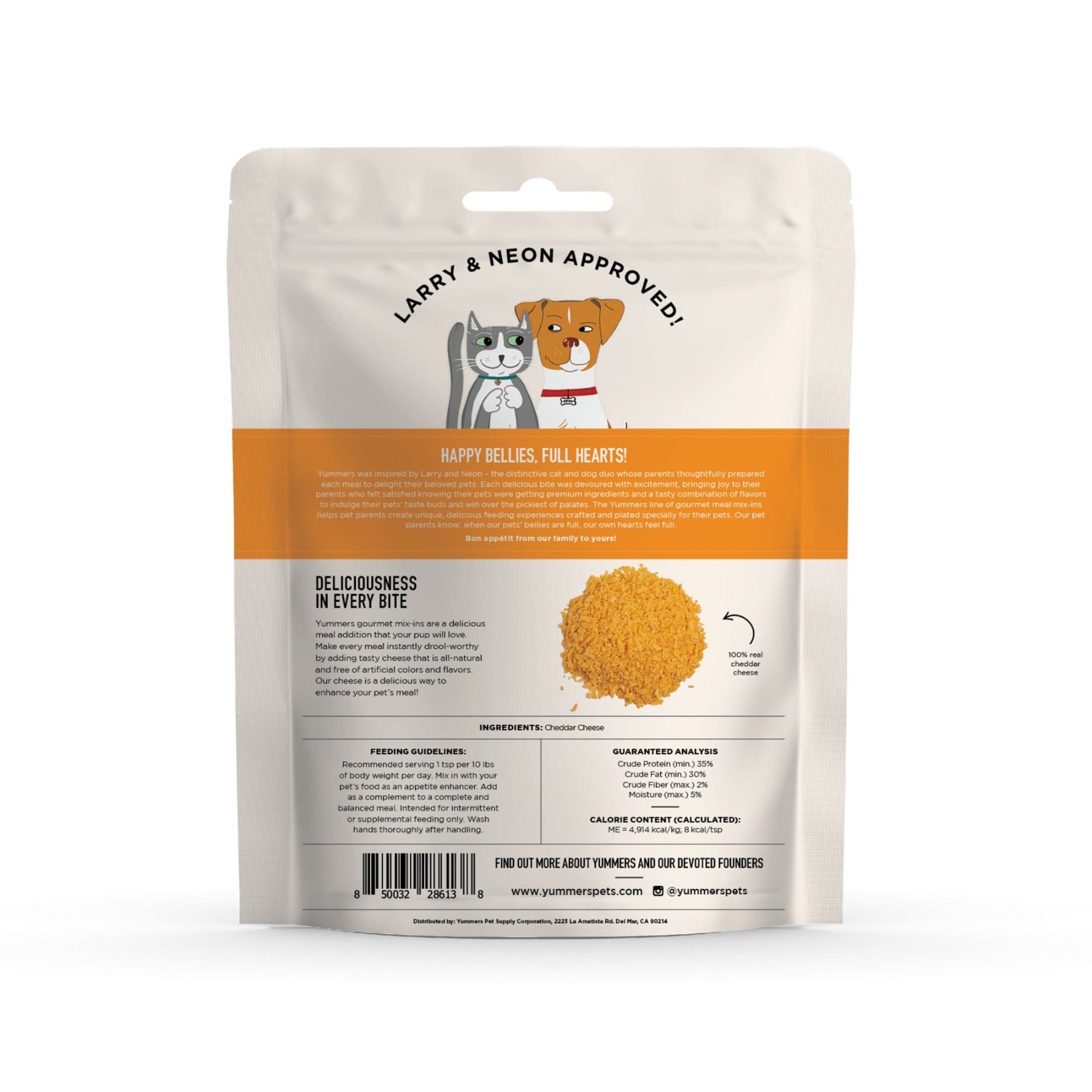 Freeze-dried Cheddar Cheese Gourmet Meal Mix-in for Dogs, 2.5 oz. - back